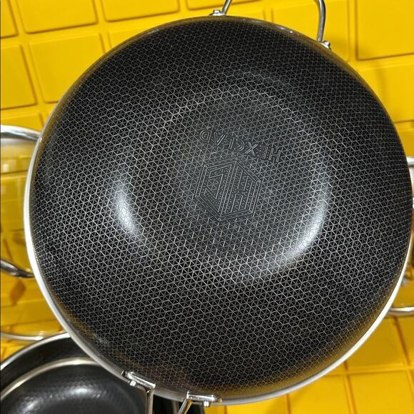 HEXCLAD Hybrid 7 Piece Nonstick Stainless Steel Frying Pan Set 8 10 12" Lids Wok - Picture 5 of 12